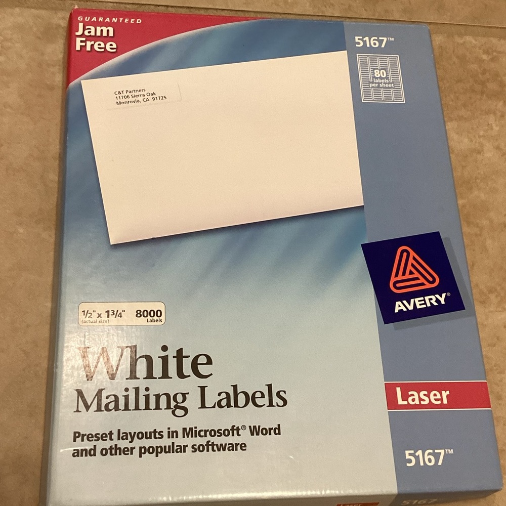 New Avery 5167 White Mailing Labels